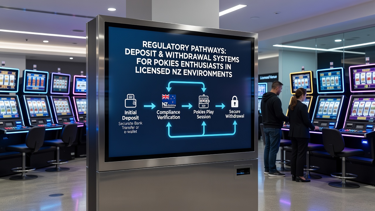 Regulatory oversight of payment systems in New Zealand licensed pokies venues showing secure transaction interfaces