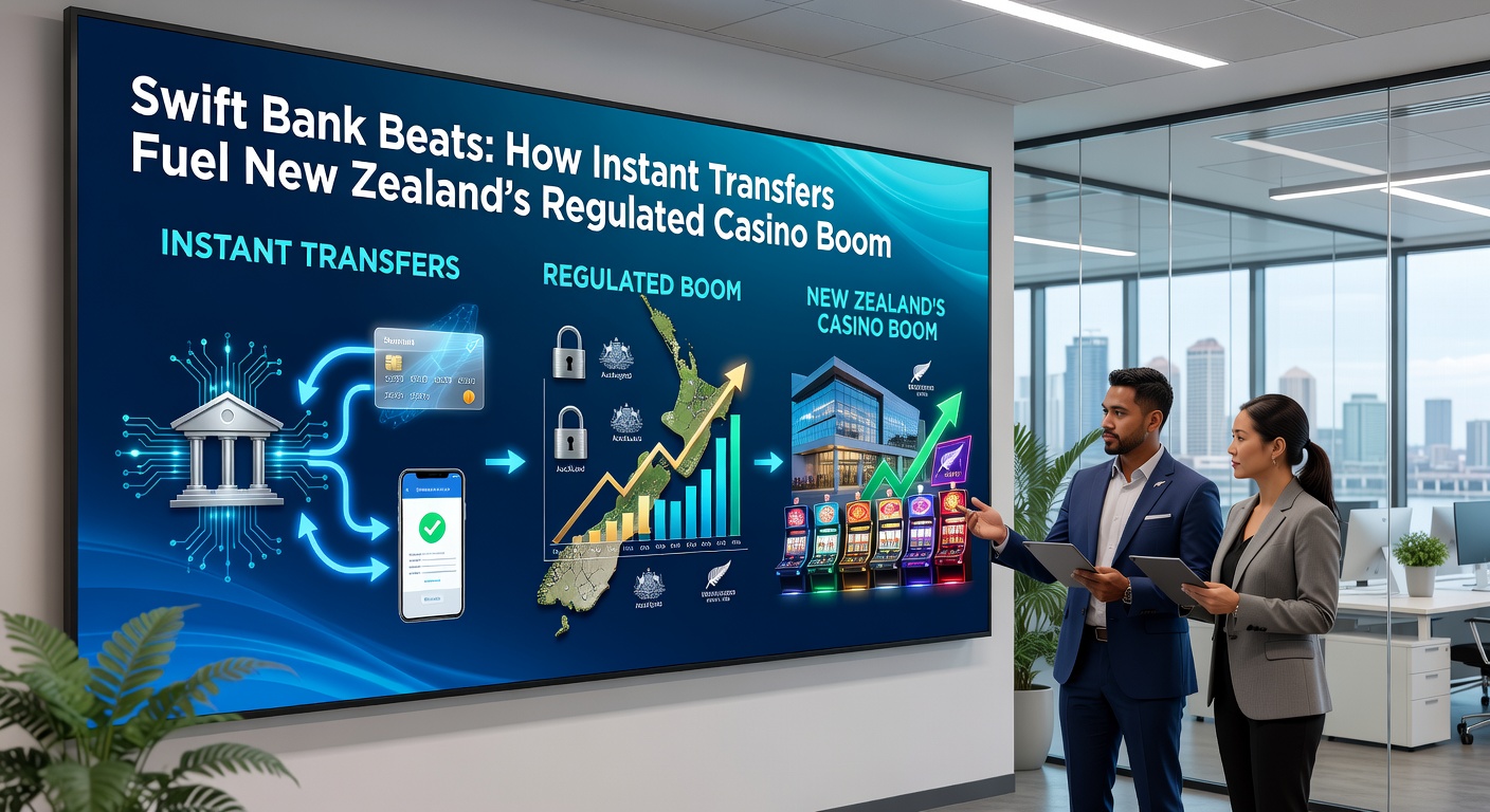 Infographic chart illustrating year-over-year growth in instant bank transfers for New Zealand online casinos, highlighting peaks in April 2026
