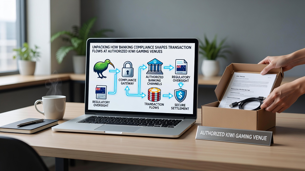 Authorized New Zealand casino venue showing secure transaction processing areas and compliance checkpoints