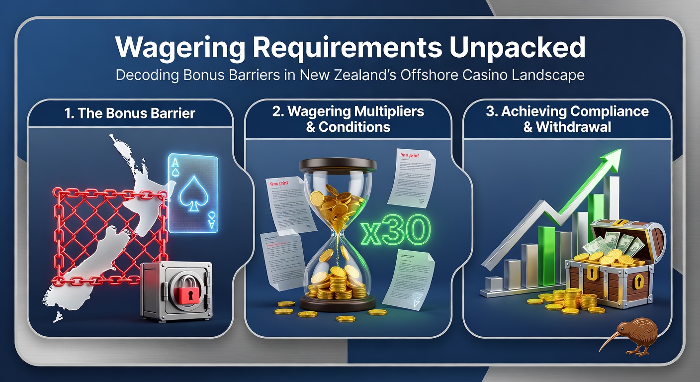 Infographic detailing wagering calculation examples with slot reels, bonus icons, and multiplier charts